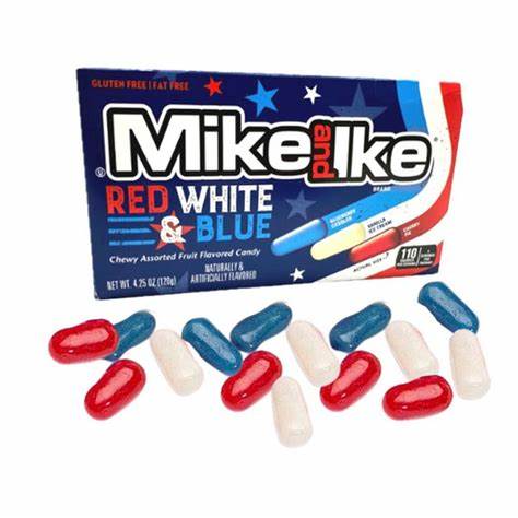 Mike & Ike Theater Boxes-Red White & Blue 120g