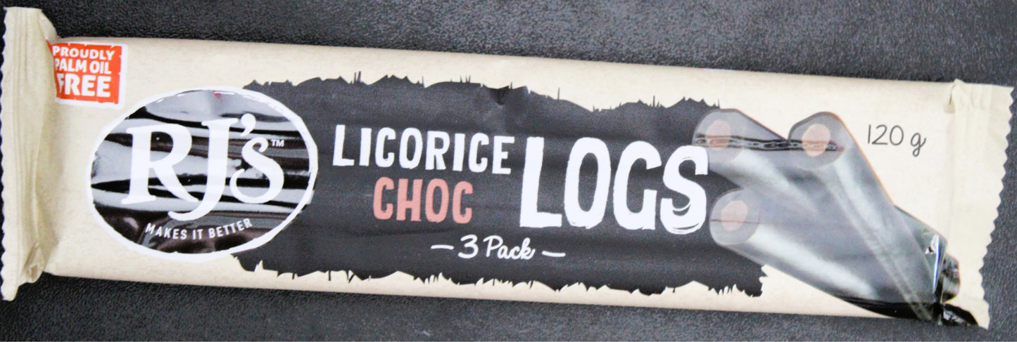 RJ's Logs Triples Licorice Choc Logs 120g