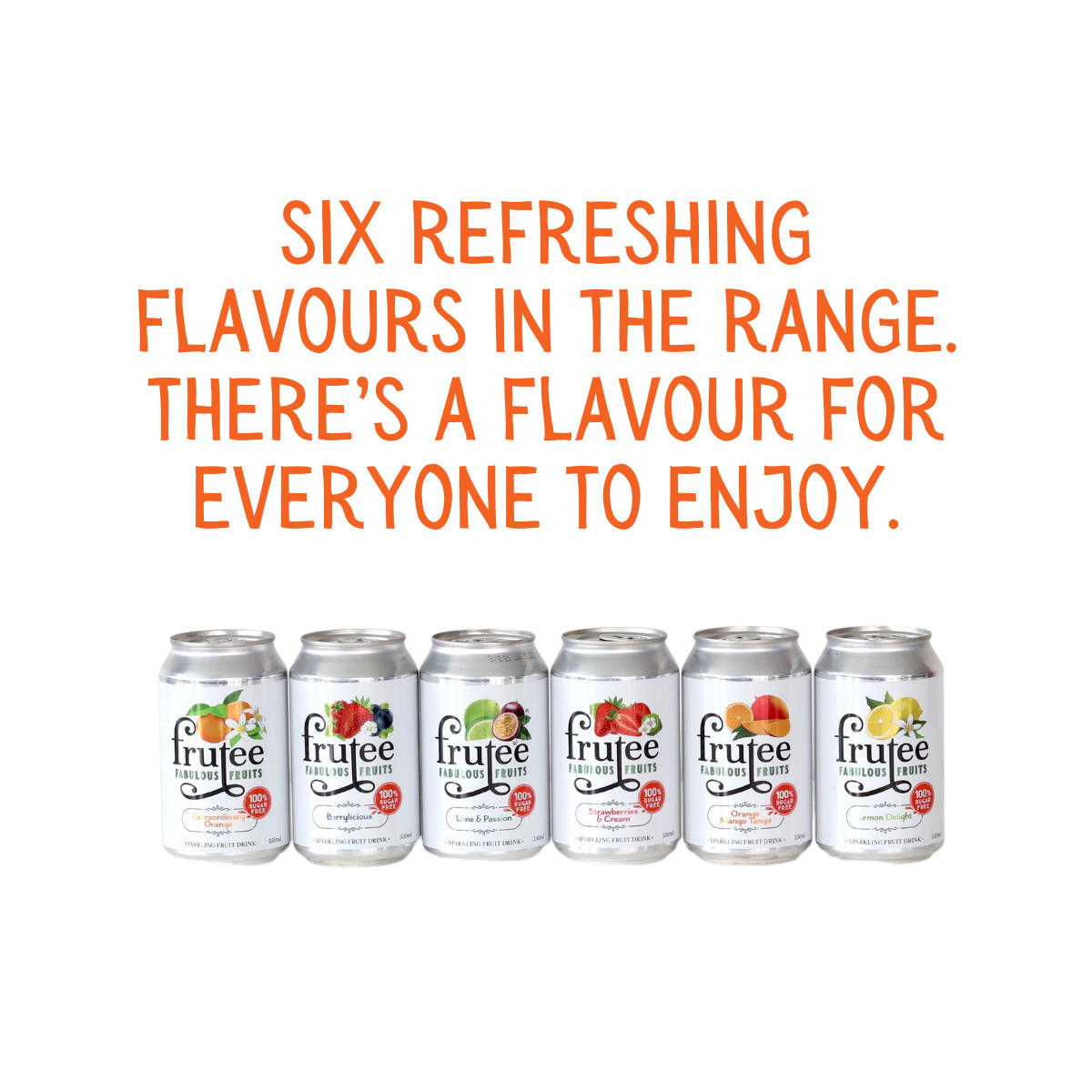 Frutee 6 Pack Sparkling Fruits Cans 6 x 330ml