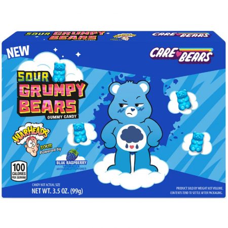 Warheads Blue Raspberry Sour Grumpy Bear 99g Theatre Box